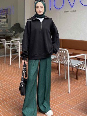 Yarım Fermuar Basic Sweatshirt