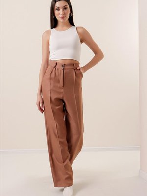 Camel Yün Efekt Palazzo Pantolon