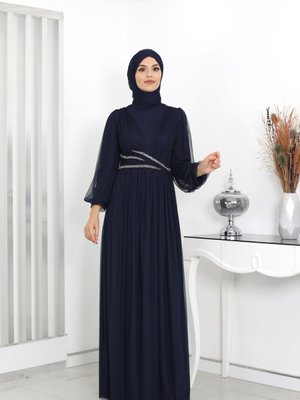 Boncuk Deyatlı aysima Abiye Elbise Gül Kurusu