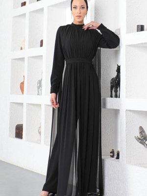 Famelin Şifon Detaylı Kemerli Tulum Elbise Famelin Şifon Detaylı Kemerli Tulum Elbise