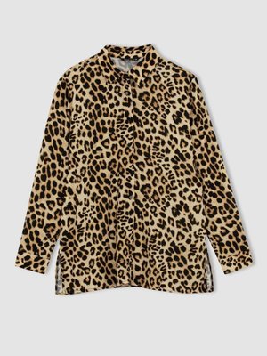 Traditional Leopar Desenli Uzun Kollu Tunik