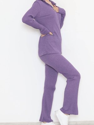 Polo Yaka Fitilli Takım Mor