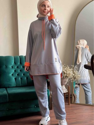 Fosfor Detaylı Eşofman Takım Gri