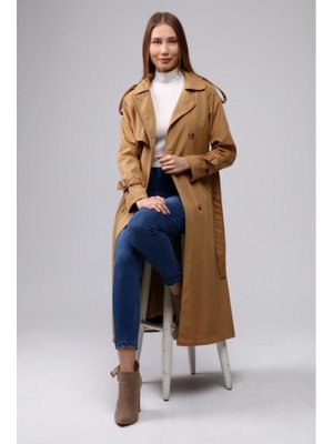 Reglan Kol Mevsimlik Astarlı Uzun Trençkot,kap Kamel