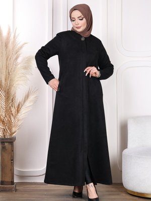 Süvet Siyah Bomber Kolej Yaka Spor Kışlık Ferace Mevsimlik Manto