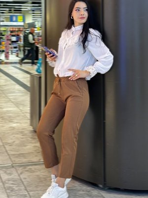 Zülal Beli Lastikli Cepli Pantolon Taba