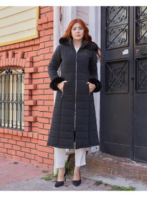 Kolları Kürk Detaylı Kapitone Kaban Kolları Kürk Detaylı Kapitone Kaban