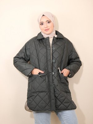 Kapitone Yırtmaç Detaylı Mont