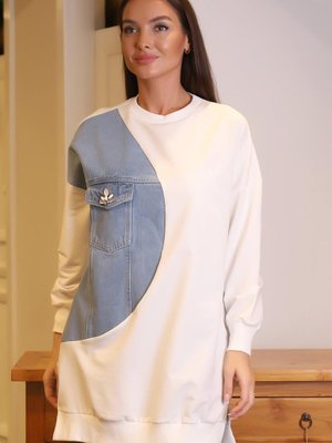 Ekru Kot Detaylı Tunik