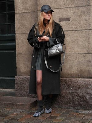 Premıum Kaşe Trenç Kaban Siyah