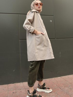 Gri Çift Cepli Gabardin Gömlek Gri Çift Cepli Gabardin Gömlek