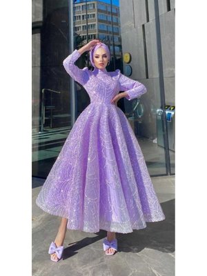 Özel Dikim Taşlı Kabarık Abiye Elbise