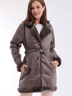 İçi Kürklü Deri Kaban Ceket