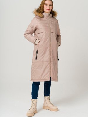 Çıkabilir Kürklü Kapüşonlu Kolu Triko Detaylı Kapitone Mont Taş