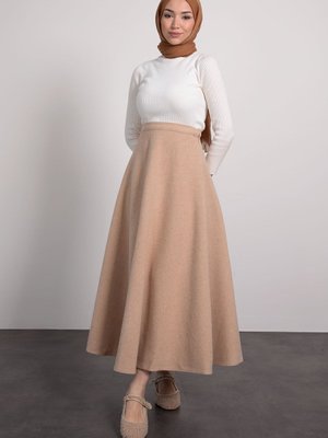 Kaşe Kumaş Etek Krem