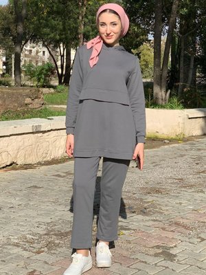 Antrasit Kapüşonlu İkiiplik Takım Antrasit Kapüşonlu İkiiplik Takım