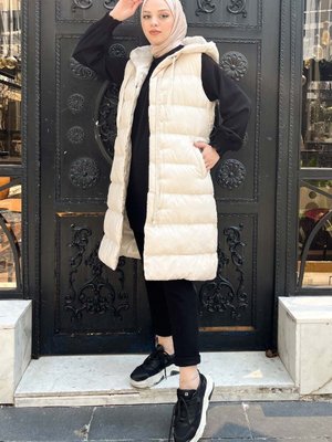 Cep Detaylı Şişme Yelek Bej