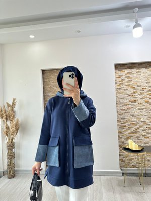 Denim Detaylı Sweat Hırka