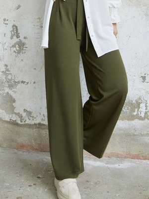 Beli Kuşaklı Bol Scuba Pantolon Haki