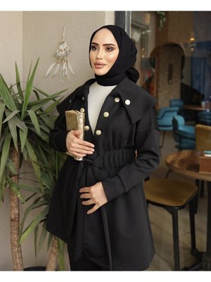 Gold Düğme Detaylı Scuba Ceket