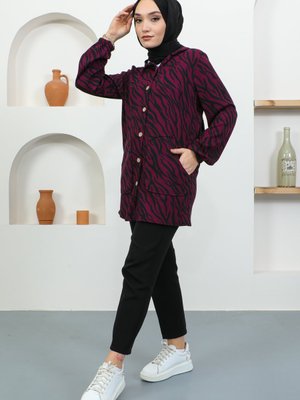 Kapşonlu Cepli Desenli Gömlek