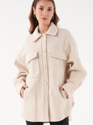 Cep Detaylı Ekru Ceket