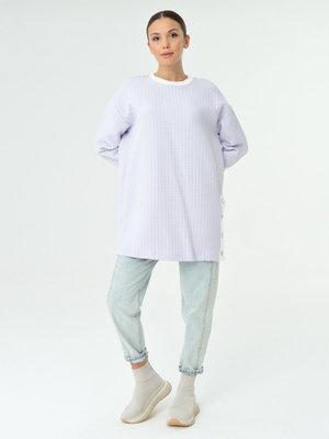 Lila Çıtçıt Detaylı Tunik