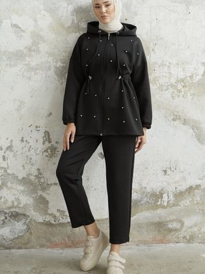 Ariesa Taşlı Tünel Bağcıklı Scuba Takım Siyah