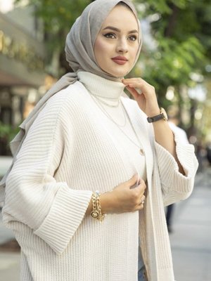 Eftalya Çift Cepli Uzun Triko Hırka Beyaz Eftalya Çift Cepli Uzun Triko Hırka Beyaz