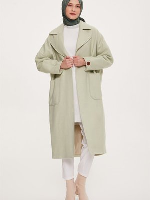 Büyük Cepli Tek Düğmeli Kaban Çağla