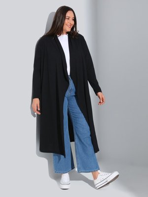 Dökümlü Salaş Büyük Beden Kaşkorse Hırka Siyah