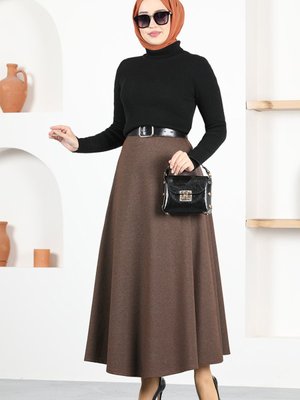 Fermuarlı Etek Kahverengi Fermuarlı Etek Kahverengi