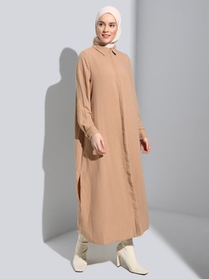 Camel Aerobin Uzun Boy Yırtmaçlı Tunik