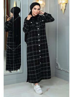 Siyah Düğmeli Kaşe Kaban