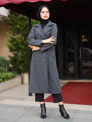 Antrasit Kuşaklı Kaşe Kap Antrasit Kuşaklı Kaşe Kap