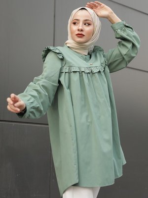 Hakim Yaka Önü Pileli Tunik