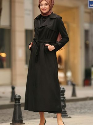 Kemerli Tam Boy Süet Trençkot