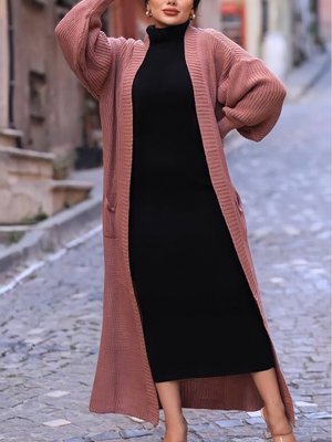 Balon Kol Uzun Boy Hırka Selanki Örme Balon Kol Uzun Boy Hırka Selanki Örme