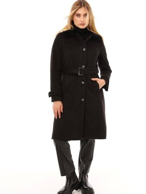 Kürklü Kaşe Kaban Siyah