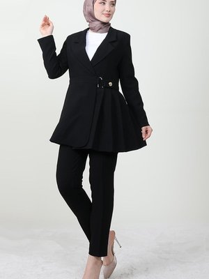 Pile Detay Takım Siyah