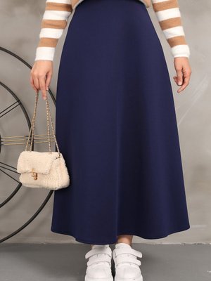 Lacivert Scuba Kloş Etek