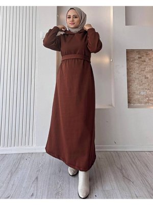İplik Kapüşonlu Elbise
