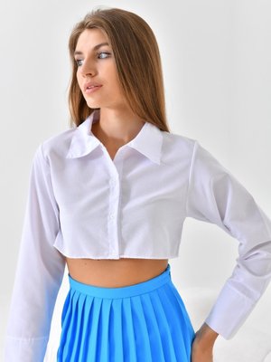 Gömlekli Yarım Crop Yaka Kolluk Beyaz Gömlek Boyunluk