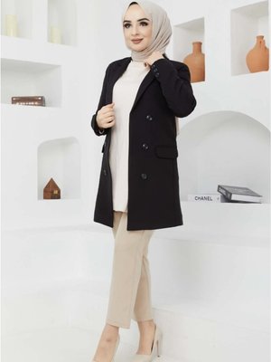 Üç Düğmeli Blazer Ceket Siyah