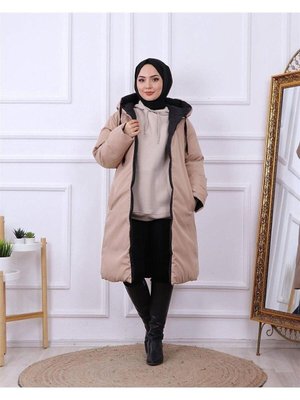 Fit (geniş Kalıp) Çift Taraflı Uzun Şişme Mont Regular Fit (geniş Kalıp) Çift Taraflı Uzun Şişme Mont Regular