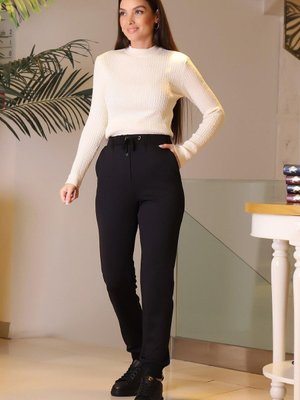 Siyah Beli Lastikli Pantolon Siyah Beli Lastikli Pantolon