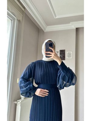 Piliseli Janjan Şifon Elbise