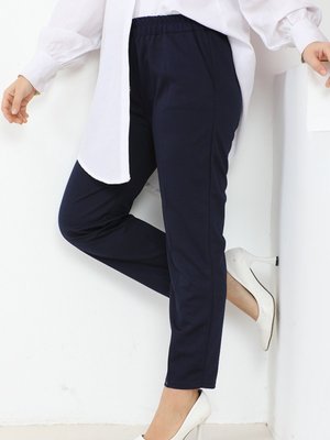 Zülal Beli Lastikli Cepli Pantolon Lacivert