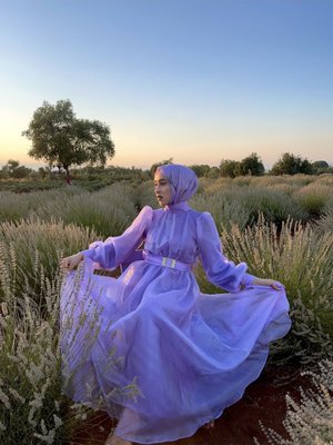 Kemerli Organze Abiye Elbise