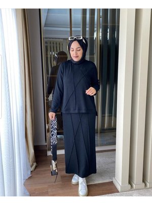 Kadın Tesettür Triko Etekli Takım